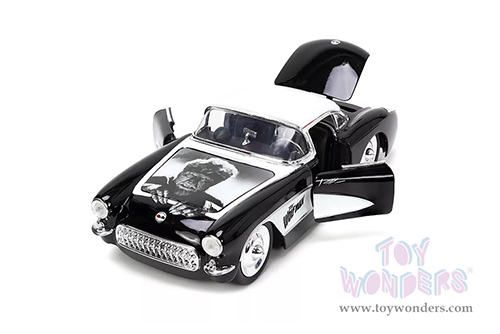 Jada Toys - Hollywood Rides | Chevrolet&reg; Corvette&trade; with Wolfman Diecast Figure "Universal Monsters" (1957, 1/24, diecast model car, Black/White) 32195/4
