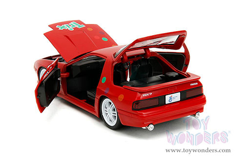 Jada Toys - Hollywood Rides | Mazda RX-7 RHD (Right Hand Drive) with Trix Rabbit Diecast Figure "Trix Cereal" (1985, 1/24, diecast model car, Red) 32199