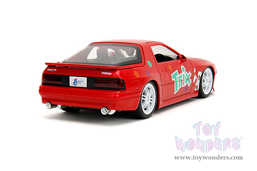 Jada Toys - Hollywood Rides | Mazda RX-7 RHD (Right Hand Drive) with Trix Rabbit Diecast Figure "Trix Cereal" (1985, 1/24, diecast model car, Red) 32199