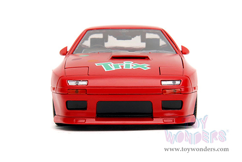 Jada Toys - Hollywood Rides | Mazda RX-7 RHD (Right Hand Drive) with Trix Rabbit Diecast Figure "Trix Cereal" (1985, 1/24, diecast model car, Red) 32199