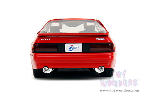 Jada Toys - Hollywood Rides | Mazda RX-7 RHD (Right Hand Drive) with Trix Rabbit Diecast Figure "Trix Cereal" (1985, 1/24, diecast model car, Red) 32199