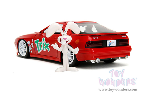 Jada Toys - Hollywood Rides | Mazda RX-7 RHD (Right Hand Drive) with Trix Rabbit Diecast Figure "Trix Cereal" (1985, 1/24, diecast model car, Red) 32199
