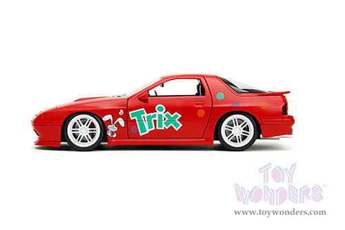 Jada Toys - Hollywood Rides | Mazda RX-7 RHD (Right Hand Drive) with Trix Rabbit Diecast Figure "Trix Cereal" (1985, 1/24, diecast model car, Red) 32199