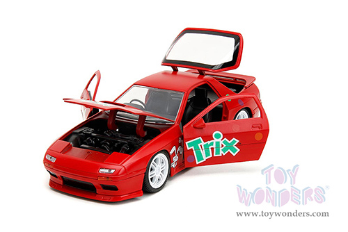 Jada Toys - Hollywood Rides | Mazda RX-7 RHD (Right Hand Drive) with Trix Rabbit Diecast Figure "Trix Cereal" (1985, 1/24, diecast model car, Red) 32199