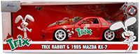 Show product details for Jada Toys - Hollywood Rides | Mazda RX-7 RHD (Right Hand Drive) with Trix Rabbit Diecast Figure "Trix Cereal" (1985, 1/24, diecast model car, Red) 32199
