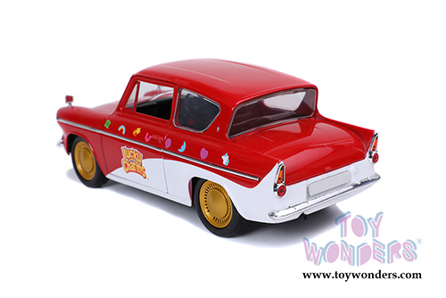 Jada Toys - Lucky Charms | Ford Anglia with Lucky The Leprechaun Figure (1959, 1/24, diecast model car, Red/White) 32200