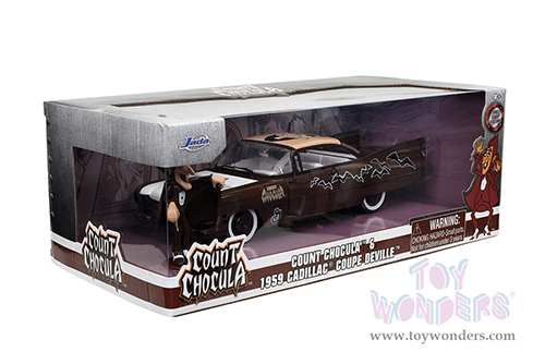 Jada Toys - Hollywood Rides | General Mills Cadillac&reg; Coupe Deville&trade; with Count Chocula&trade; Diecast Figurine (1959, 1/24, diecast model car, Dark Brown) 32204
