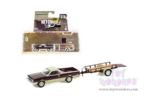 Greenlight - Hitch & Tow Series 24 | Chevrolet&reg; El Camino Conquista & Utility Trailer (1984, 1/64 scale diecast model car, Maroon Metallic/Beige) 32240B/24