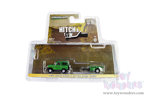 Greenlight - Hitch & Tow Series 25 | Nissan Patrol with 1/4 Ton Cargo Trailer (1972, 1/64 scale diecast model car, Green) 32250A/24