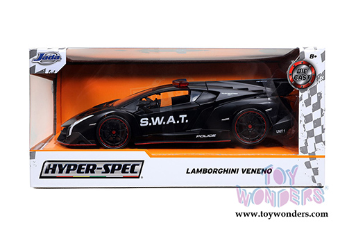 Jada Toys Hyper-Spec - Lamborghini Veneno S.W.A.T. Police Hardtop (1/24, diecast model car, Matte Black) 32261/4