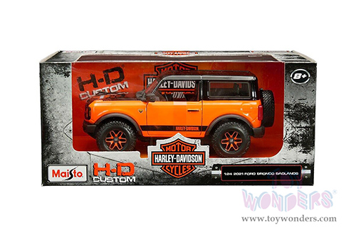 Maisto HD Custom - Ford Bronco Badlands (2021, 1/24 scale diecast model car, Black/Orange) 32272OR