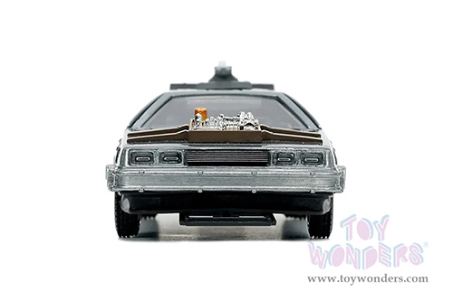 Jada Toys - Hollywood Rides | DeLorean DMC (Time Machine) "Back to the Future Part III" (1990 Movie) (1/32 scale diecast model car, Brushed Metal) 32290