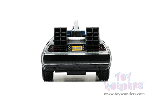 Jada Toys - Hollywood Rides | DeLorean DMC (Time Machine) "Back to the Future Part III" (1990 Movie) (1/32 scale diecast model car, Brushed Metal) 32290