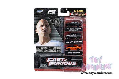 Jada Toys Nano Hollywood Rides | Fast & Furious 9 3-Pack (1/65, diecast model car, Asstd.) 32481