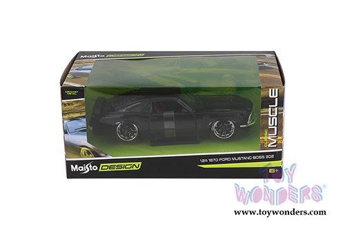 Maisto Design - Classic Muscle | Ford Mustang Boss 302 Hardtop (1970, 1/24 scale diecast model car, Black) 32535BK