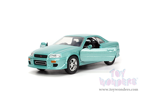 Jada Toys Fast & Furious - Brian's Nissan Skyline GT-R (R34) (1/32 scale diecast model car, Turquoise) 32586