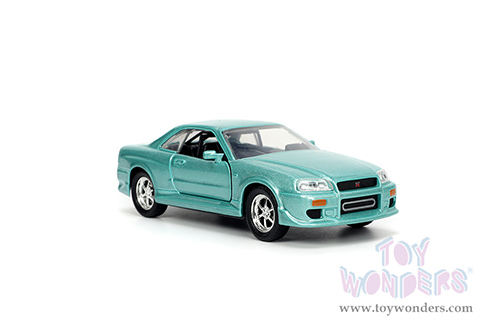 Jada Toys Fast & Furious - Brian's Nissan Skyline GT-R (R34) (1/32 scale diecast model car, Turquoise) 32586