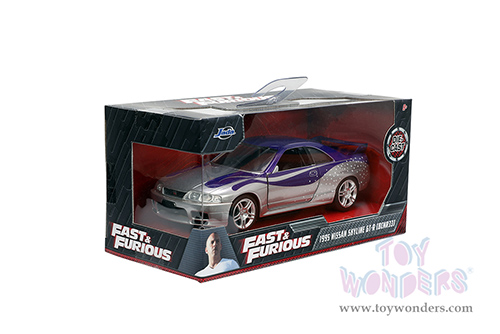 Jada Toys Fast & Furious - Nissan Skyline GT-R (BCNR33) (1/32 scale diecast model car, Purple/Silver) 32587