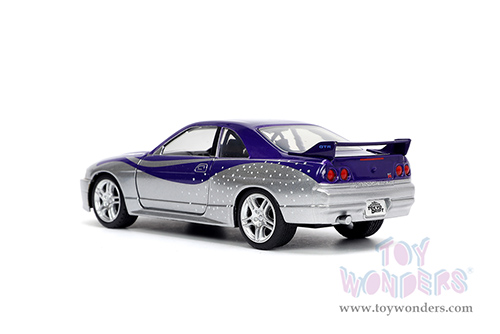 Jada Toys Fast & Furious - Nissan Skyline GT-R (BCNR33) (1/32 scale diecast model car, Purple/Silver) 32587
