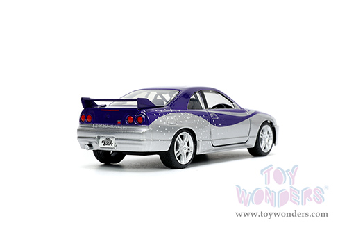 Jada Toys Fast & Furious - Nissan Skyline GT-R (BCNR33) (1/32 scale diecast model car, Purple/Silver) 32587