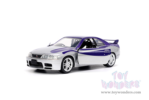 Jada Toys Fast & Furious - Nissan Skyline GT-R (BCNR33) (1/32 scale diecast model car, Purple/Silver) 32587