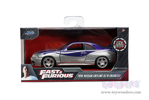 Jada Toys Fast & Furious - Nissan Skyline GT-R (BCNR33) (1/32 scale diecast model car, Purple/Silver) 32587