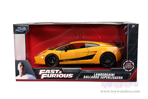 Jada Toys Fast & Furious - Lamborghini Gallardo Superleggera Hardtop (1/24 scale diecast model car, Yellow/Black) 32609/4