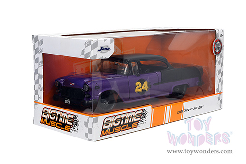 Jada Toys Bigtime Muscle - Chevrolet® Bel Air® #24 Hardtop (1955, 1/24 scale diecast model car, Purple/Black) 32699