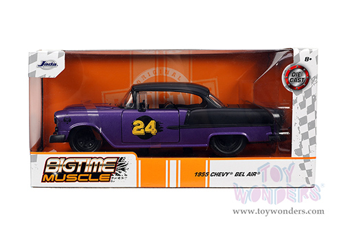 Jada Toys Bigtime Muscle - Chevrolet® Bel Air® #24 Hardtop (1955, 1/24 scale diecast model car, Purple/Black) 32699