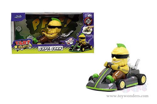 Jada Toys Fart Karts - Captain Corn with 5 Fart Sounds (3.5" diecast model car, Black) 32788