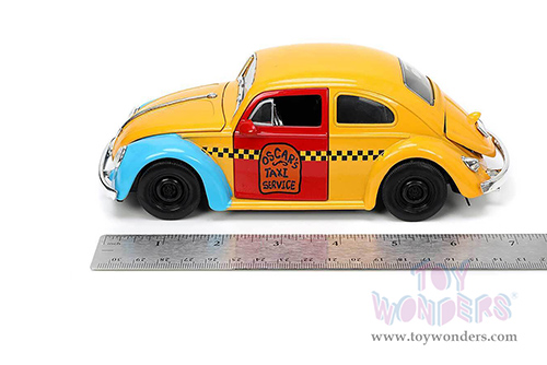 Jada Toys - Hollywood Rides | Volkswagen Beetle Taxi "Oscar's Taxi Service" with Oscar the Grouch Diecast Figure "Sesame Street&reg;" (1959, 1/24, diecast model car, Yellow/Blue/Red) 32801