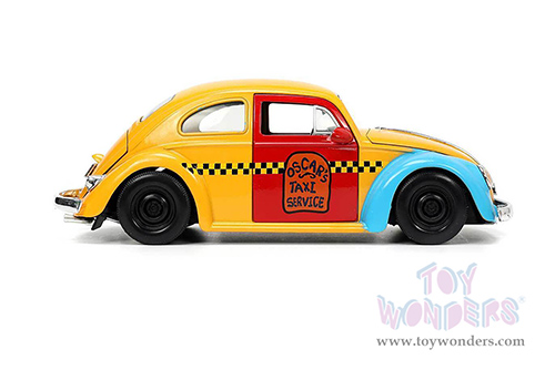 Jada Toys - Hollywood Rides | Volkswagen Beetle Taxi "Oscar's Taxi Service" with Oscar the Grouch Diecast Figure "Sesame Street&reg;" (1959, 1/24, diecast model car, Yellow/Blue/Red) 32801
