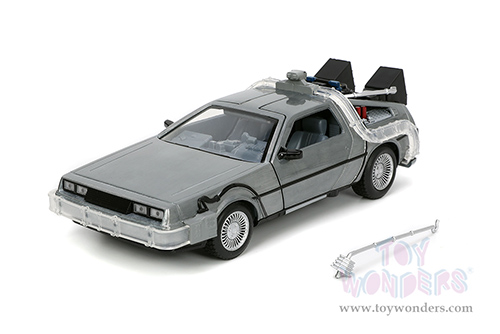 Jada Toys - Hollywood Rides | Back to the Future Part I De Lorean Time Machine with lights (1/24 scale diecast model car, Bare Metal) 32911/4