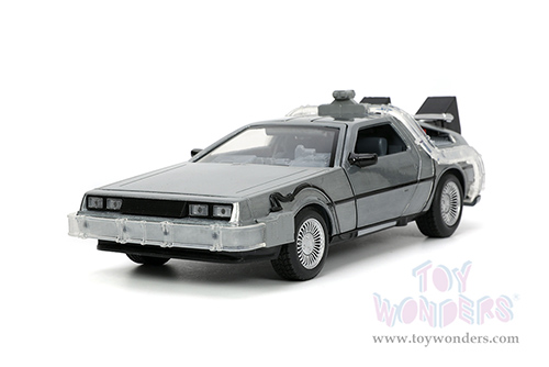 Jada Toys - Hollywood Rides | Back to the Future Part I De Lorean Time Machine with lights (1/24 scale diecast model car, Bare Metal) 32911/4