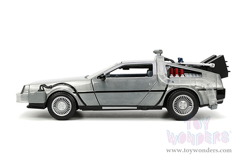 Jada Toys - Hollywood Rides | Back to the Future Part I De Lorean Time Machine with lights (1/24 scale diecast model car, Bare Metal) 32911/4