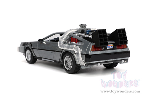 Jada Toys - Hollywood Rides | Back to the Future Part I De Lorean Time Machine with lights (1/24 scale diecast model car, Bare Metal) 32911/4