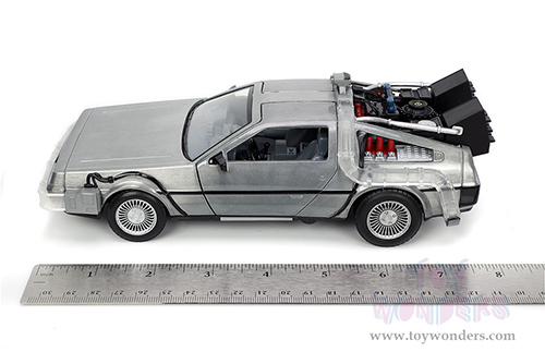Jada Toys - Hollywood Rides | Back to the Future Part I De Lorean Time Machine with lights (1/24 scale diecast model car, Bare Metal) 32911/4