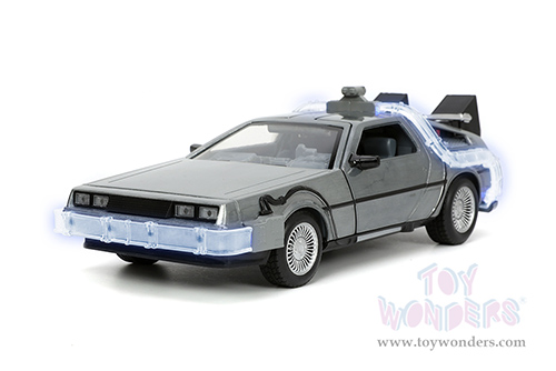 Jada Toys - Hollywood Rides | Back to the Future Part I De Lorean Time Machine with lights (1/24 scale diecast model car, Bare Metal) 32911/4