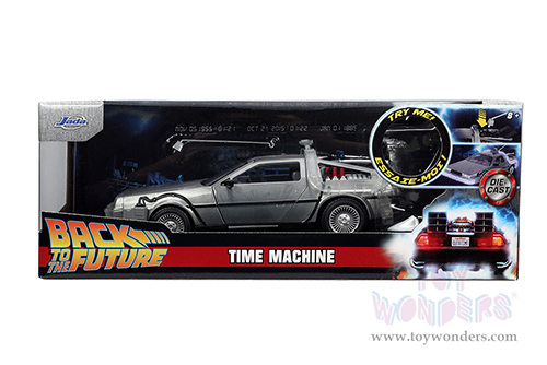 Jada Toys - Hollywood Rides | Back to the Future Part I De Lorean Time Machine with lights (1/24 scale diecast model car, Bare Metal) 32911/4