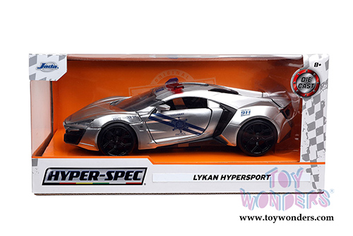 Jada Toys Hyper-Spec - Lykan Hypersport Police "Highway Patrol" Hardtop (1/24, diecast model car, Silver/Blue) 32927/4