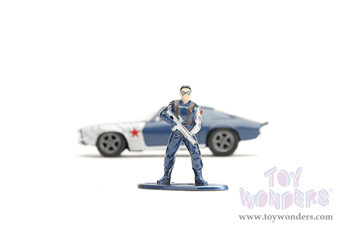 Jada Toys - Hollywood Rides | Marvel Avengers Chevrolet&reg; Camaro&reg; with Winter Soldier Diecast Figure (1973, 1/32 scale diecast model car, Blue/Gray Stripes) 33073