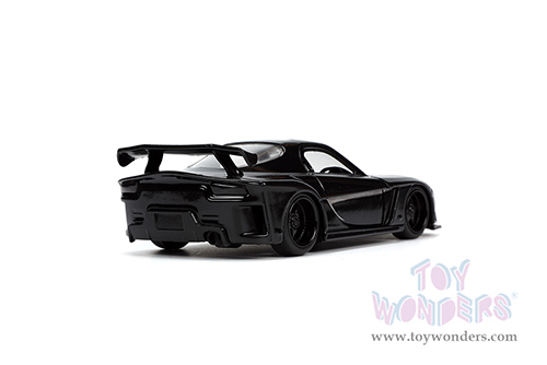 Jada Toys - Hollywood Rides | Marvel Avengers Mazda RX-7 with Black Panther Diecast Figure (1995, 1/32 scale diecast model car, Black) 33078