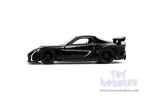 Jada Toys - Hollywood Rides | Marvel Avengers Mazda RX-7 with Black Panther Diecast Figure (1995, 1/32 scale diecast model car, Black) 33078