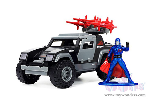 Jada Toys Hollywood Rides - G.I. Joe Stinger with Missile Launcher and Cobra Commander Diecast Figurine (1/32 scale diecast model car, Gray) 33085
