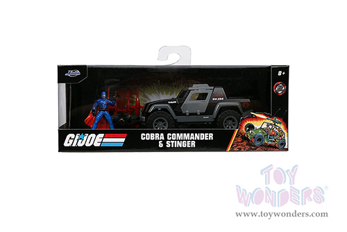 Jada Toys Hollywood Rides - G.I. Joe Stinger with Missile Launcher and Cobra Commander Diecast Figurine (1/32 scale diecast model car, Gray) 33085