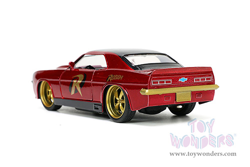 Jada Toys - Hollywood Rides | Chevrolet® Camaro® with Robin Diecast Figure "Batman" (1967, 1/32 scale diecast model car, Dark Red/Black Top) 33088/12