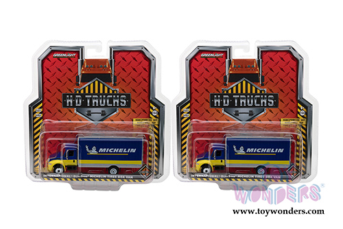 Greenlight - Heavy Duty Trucks Series 12 | 2013 International® DuraStar® Michelin Tires Box Van (1/64 scale diecast model car, Blue/Yellow) 33120C/48