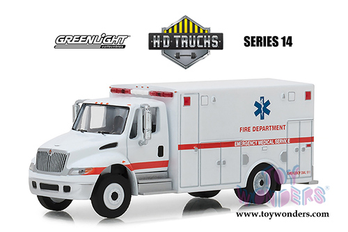 Greenlight - Heavy Duty Trucks Series 14 | 2013 International&reg; Durastar&reg; Ambulance - Fire Dept. Emergency Medical Services ALS Unit (1/64 scale die cast model car, White) 33140B/48