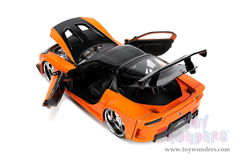 Jada Toys Fast & Furious - Mazda RX-7 Widebody with Han Figure (1/24 scale diecast model car, Orange/Black) 33174