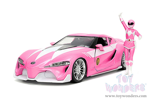 Jada Toys - Hollywood Rides | Power Rangers Toyota FT-1 Concept with Pink Ranger Diecast Figurine (1973, 1/24, diecast model car, Pink) 33224